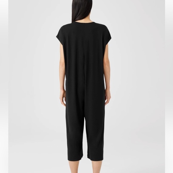 Eileen Fisher Fine Jersey Wide-Leg Jumpsuit Black NEW - Picture 2 of 12